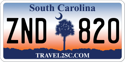 SC license plate ZND820