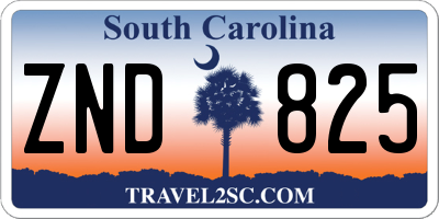 SC license plate ZND825