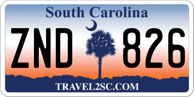 SC license plate ZND826