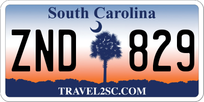 SC license plate ZND829