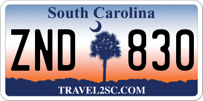 SC license plate ZND830