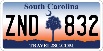 SC license plate ZND832