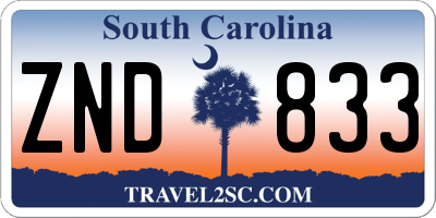 SC license plate ZND833