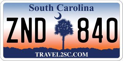 SC license plate ZND840