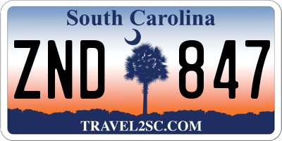 SC license plate ZND847