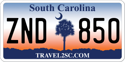 SC license plate ZND850
