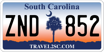SC license plate ZND852