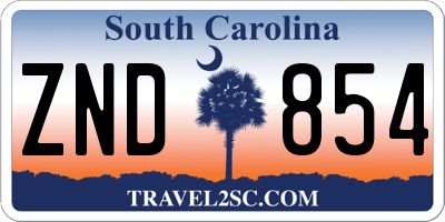 SC license plate ZND854
