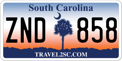 SC license plate ZND858