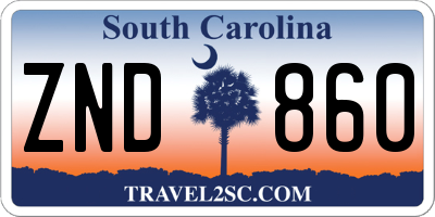 SC license plate ZND860