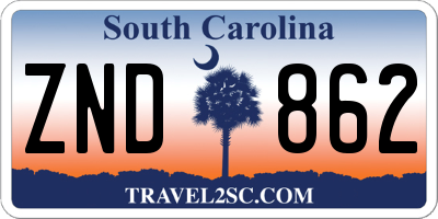SC license plate ZND862