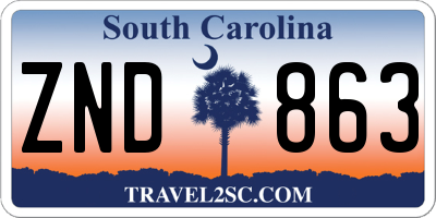 SC license plate ZND863