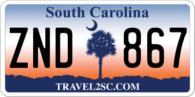 SC license plate ZND867