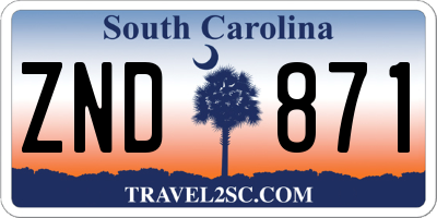 SC license plate ZND871