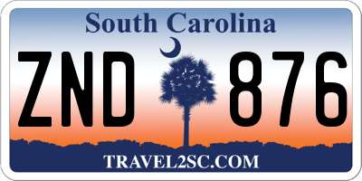 SC license plate ZND876