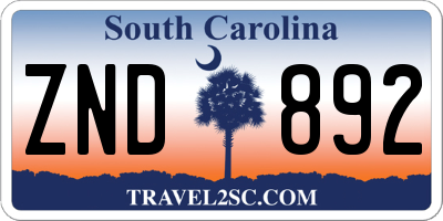 SC license plate ZND892
