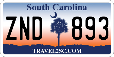 SC license plate ZND893