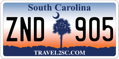 SC license plate ZND905