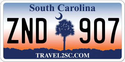 SC license plate ZND907