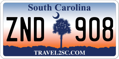 SC license plate ZND908