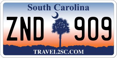 SC license plate ZND909