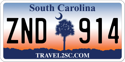 SC license plate ZND914