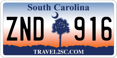 SC license plate ZND916