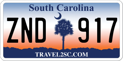 SC license plate ZND917