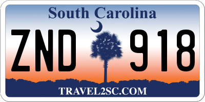 SC license plate ZND918