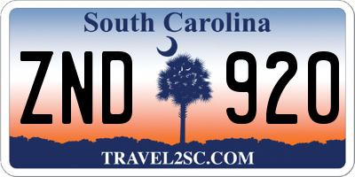 SC license plate ZND920