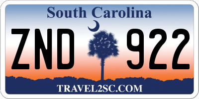 SC license plate ZND922
