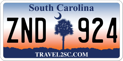 SC license plate ZND924
