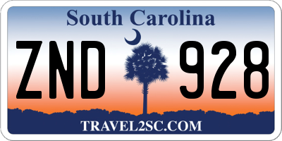 SC license plate ZND928