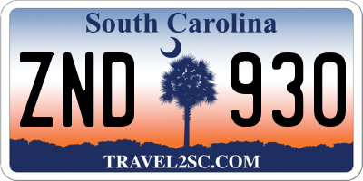 SC license plate ZND930