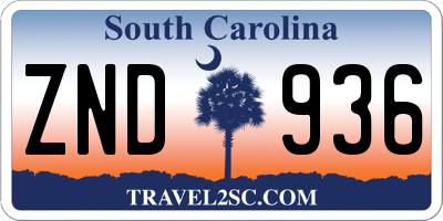 SC license plate ZND936