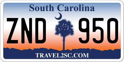 SC license plate ZND950