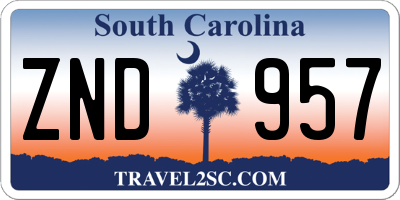 SC license plate ZND957