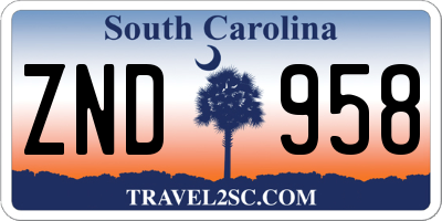 SC license plate ZND958