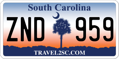 SC license plate ZND959