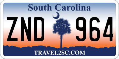 SC license plate ZND964