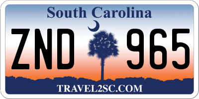 SC license plate ZND965