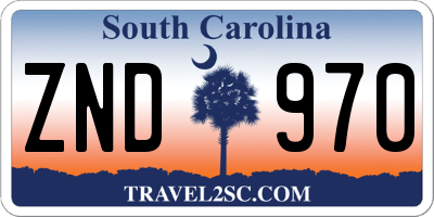 SC license plate ZND970