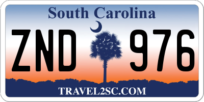 SC license plate ZND976