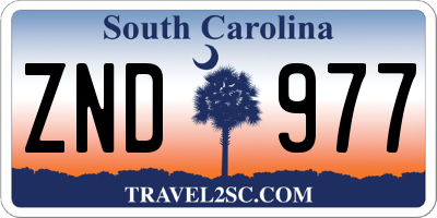 SC license plate ZND977