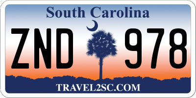 SC license plate ZND978