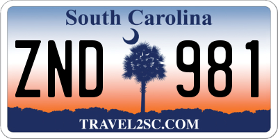 SC license plate ZND981