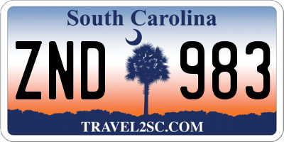 SC license plate ZND983