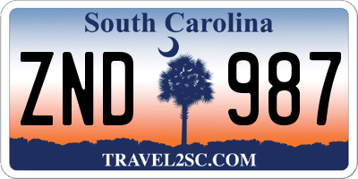SC license plate ZND987