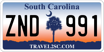 SC license plate ZND991