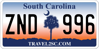 SC license plate ZND996